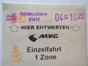 Munich U-Bahn ticket